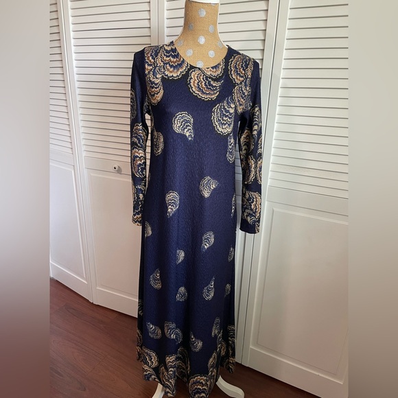 Yi Heng Mei Dress Blue Gold Sz M - Picture 9 of 11
